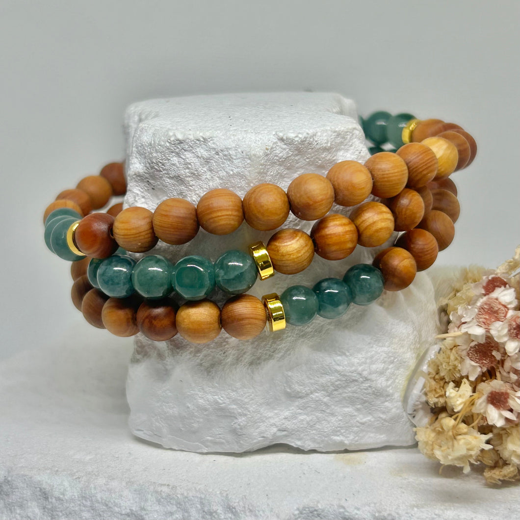 Green Jade & Sandalwood Bracelet